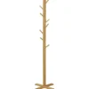 HOMCOM Garderobenständer aus Bambus mit 8 Haken 49,5 x 49,5 x 178 cm Natur