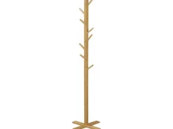 HOMCOM Garderobenständer aus Bambus mit 8 Haken 49,5 x 49,5 x 178 cm Natur