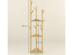 HOMCOM Garderobenständer Bambus 45L x 45B x 170H cm Naturholz* Garderoben