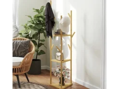 HOMCOM Garderobenständer Bambus 45L x 45B x 170H cm Naturholz* Garderoben