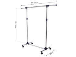 HOMCOM Garderobenständer mit Rollen Höhenverstellbar Edelstahl 86 x 45 x 95 cm* Garderoben