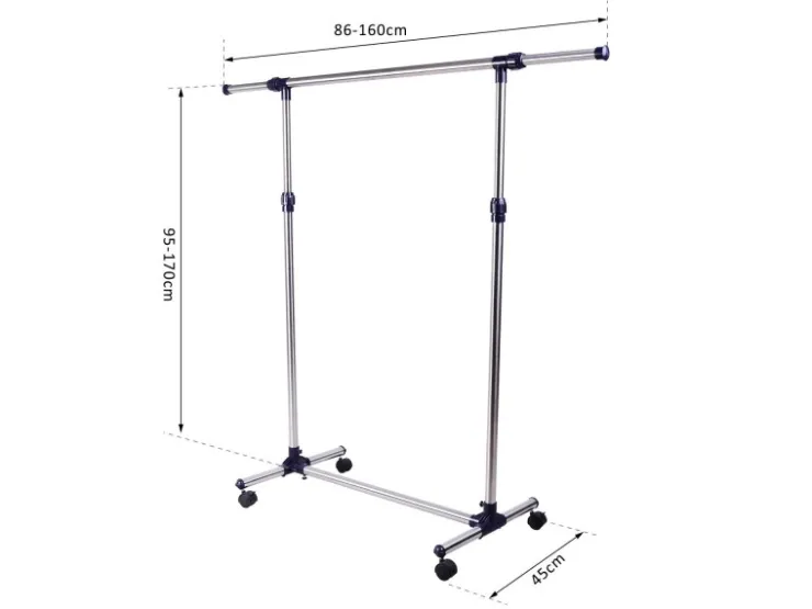 HOMCOM Garderobenständer mit Rollen Höhenverstellbar Edelstahl 86 x 45 x 95 cm* Garderoben