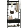 HOMCOM Garderobenständer Spanplatte Stahl 80L x 30B x 180,5H cm Schwarz* Garderoben