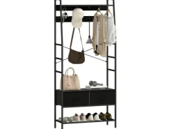 HOMCOM Garderobenständer Spanplatte Stahl 80L x 30B x 180,5H cm Schwarz* Garderoben