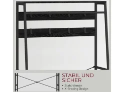 HOMCOM Garderobenständer Spanplatte Stahl 80L x 30B x 180,5H cm Schwarz* Garderoben