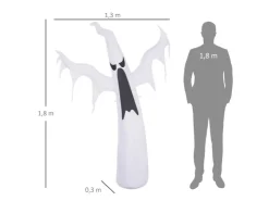 HOMCOM Halloween Aufblasbares Gespenst mit LEDs 130 x 30 x 180 cm* Dekorative Figuren