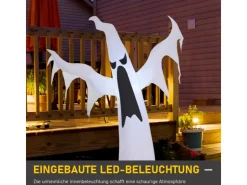 HOMCOM Halloween Aufblasbares Gespenst mit LEDs 130 x 30 x 180 cm* Dekorative Figuren
