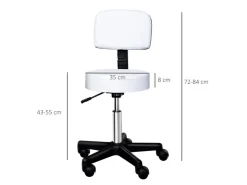 HOMCOM Höhenverstellbarer Arbeitshocker mit Lehne Drehbar Ø35 x 72-84 cm