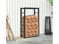 HOMCOM Kaminholzregal 60 x 25 x 100 cm für Innen und Außen* Regale Schwarz
