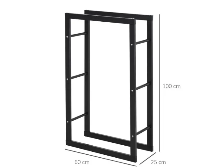 HOMCOM Kaminholzregal 60 x 25 x 100 cm für Innen und Außen* Regale Schwarz
