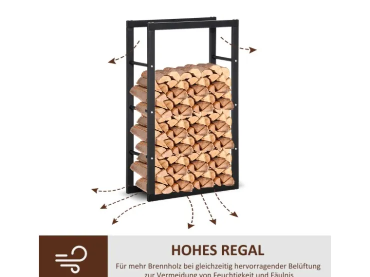 HOMCOM Kaminholzregal 60 x 25 x 100 cm für Innen und Außen* Regale Schwarz