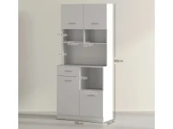 HOMCOM Küchenschrank Hochschrank MDF Weiß 80L x 35B x 180H cm