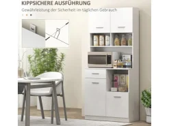 HOMCOM Küchenschrank Hochschrank MDF Weiß 80L x 35B x 180H cm