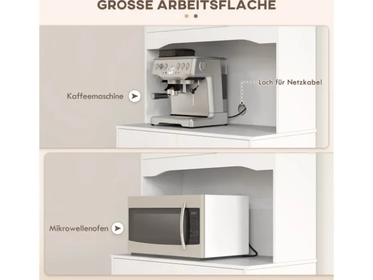 HOMCOM Küchenschrank Hochschrank Spanplatte Weiß 74,5L x 40B x 172H cm* Aufbewahrung