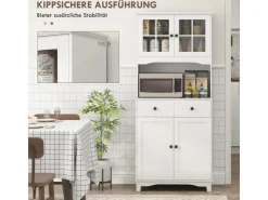 HOMCOM Küchenschrank Hochschrank Spanplatte Weiß 74,5L x 40B x 172H cm* Aufbewahrung