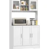 HOMCOM Küchenschrank Spanplatte MDF 108L x 35B x 180H cm Weiß* Vitrinen