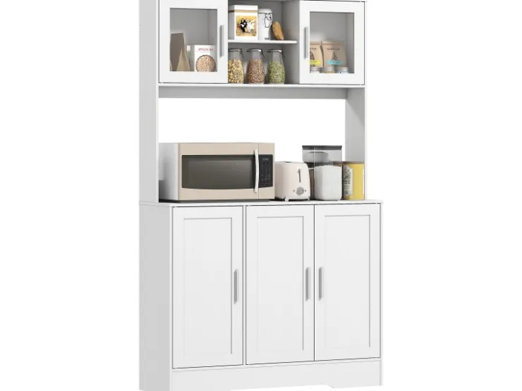 HOMCOM Küchenschrank Spanplatte MDF 108L x 35B x 180H cm Weiß* Vitrinen