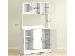 HOMCOM Küchenschrank Spanplatte MDF 108L x 35B x 180H cm Weiß* Vitrinen