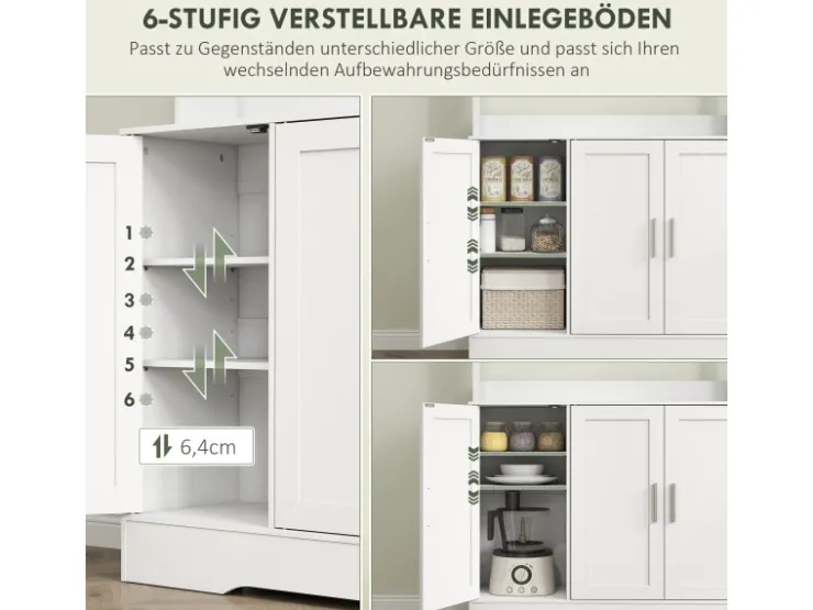 HOMCOM Küchenschrank Spanplatte MDF 108L x 35B x 180H cm Weiß* Vitrinen