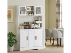 HOMCOM Küchenschrank Spanplatte MDF 108L x 35B x 180H cm Weiß* Vitrinen