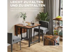 HOMCOM Klappbarer Esstisch Spanplatte Metall Braun 118L x 70B x 76,5H cm* Tische