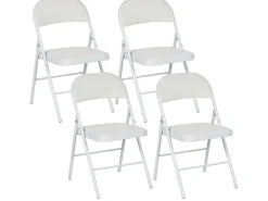 HOMCOM Klappstuhl Stahl Kunstleder 46L x 45B x 78H cm Weiß