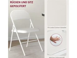HOMCOM Klappstuhl Stahl Kunstleder 46L x 45B x 78H cm Weiß