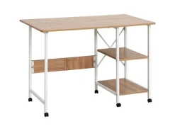 HOMCOM Klapptisch Mobiler Computertisch mit Rollen MDF Natur 107 x 55 x 76 cm