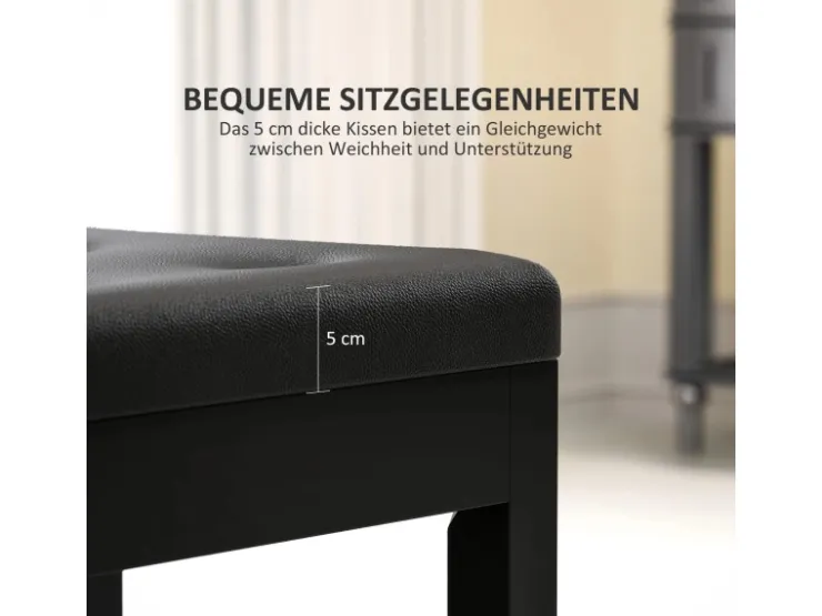 HOMCOM Klavierbank Gummiholz Kunstleder 55L x 34B x 50H cm Schwarz