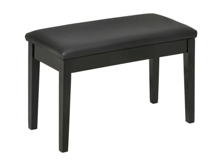HOMCOM Klavierbank mit Stauraum Lederkissen Schwarz 75 x 35 x 49 cm