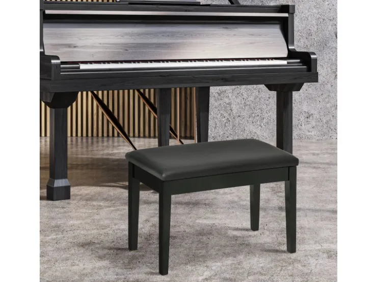 HOMCOM Klavierbank mit Stauraum Lederkissen Schwarz 75 x 35 x 49 cm