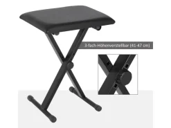 HOMCOM Klavierhocker Höhenverstellbar Zusammenklappbar Schwarz 39 x 29 x 37-47cm