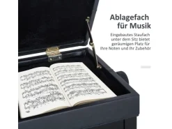 HOMCOM Klavierhocker mit Stauraum Höhenverstellbar 54,5 x 33 x 48-58 cm
