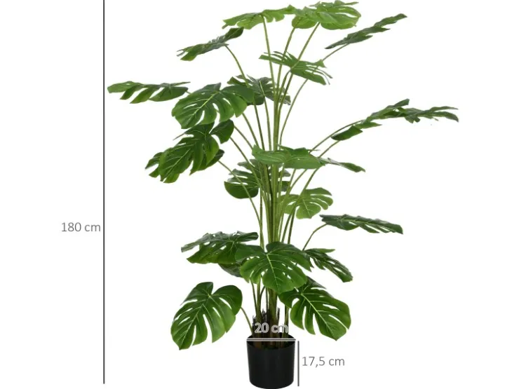 HOMCOM Künstliche Pflanze Kunststoff Metall Ø20 x 180H cm
