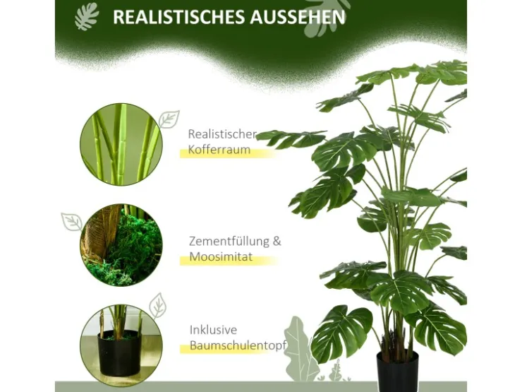 HOMCOM Künstliche Pflanze Kunststoff Metall Ø20 x 180H cm