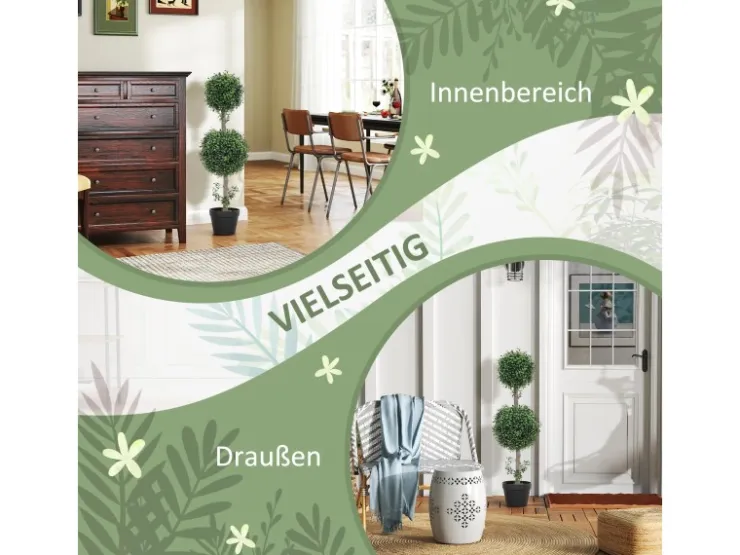 HOMCOM Künstlicher Buchsbaum 2er-Set Groß 91,6 cm