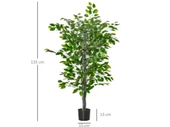 HOMCOM Künstlicher Ficusbaum Kunststoff Zement 15L x 15B x 135H cm* Kunstpflanzen