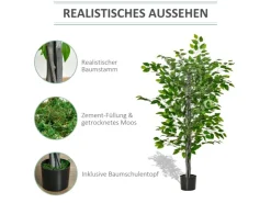 HOMCOM Künstlicher Ficusbaum Kunststoff Zement 15L x 15B x 135H cm* Kunstpflanzen