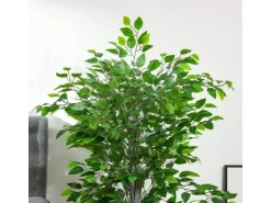 HOMCOM Künstlicher Ficusbaum Kunststoff Zement 15L x 15B x 135H cm* Kunstpflanzen