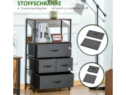 HOMCOM Kommode mit 4 Schubladen Aufbewahrungsschrank Kommodenschrank Schwarz* Regale Schwarz|Schränke