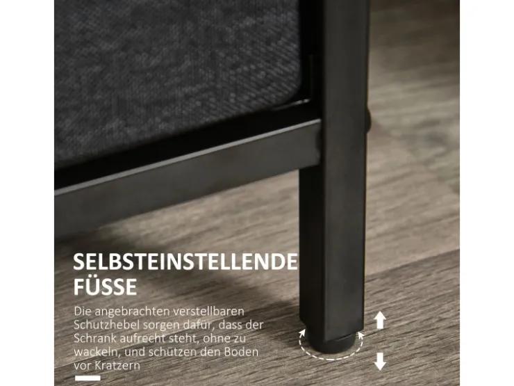 HOMCOM Kommode mit 4 Schubladen Aufbewahrungsschrank Kommodenschrank Schwarz* Regale Schwarz|Schränke