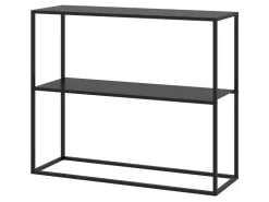 HOMCOM Konsolentisch mit 2 Ebenen Kippschutz Stahl 90 x 30 x 75 cm Schwarz* Tische