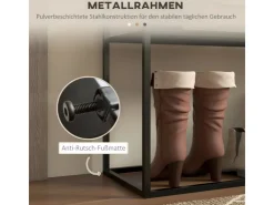 HOMCOM Konsolentisch mit 2 Ebenen Kippschutz Stahl 90 x 30 x 75 cm Schwarz* Tische