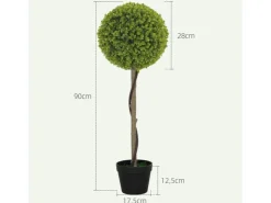 HOMCOM Kunstpflanze 2er-Set Kunststoff Zement Ø28 x 90 cm* Kunstpflanzen