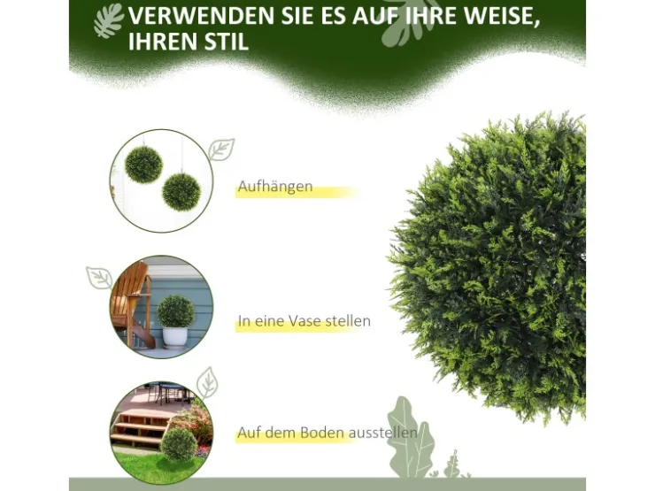 HOMCOM Kunstpflanze 2er-Set Kunststoff 45L x 45B x 45H cm* Kunstpflanzen
