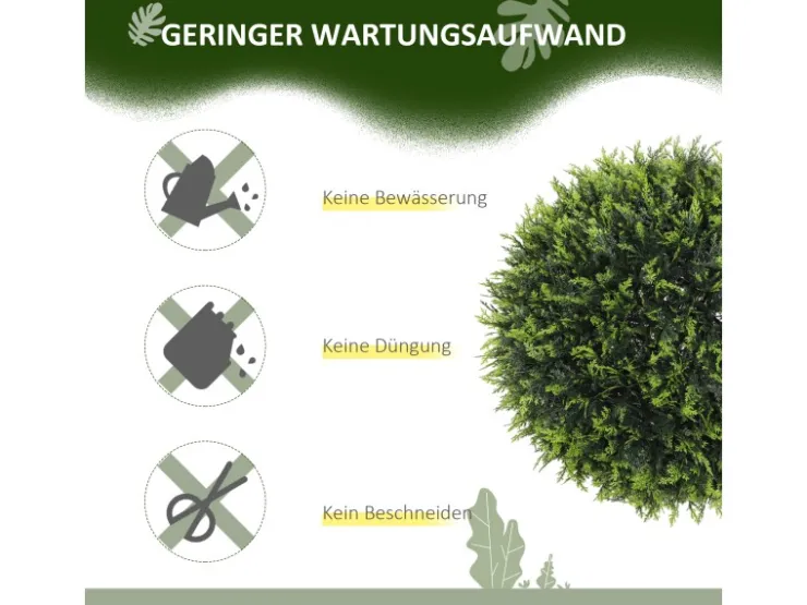HOMCOM Kunstpflanze 2er-Set Kunststoff 45L x 45B x 45H cm* Kunstpflanzen