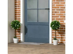HOMCOM Kunstpflanze Kunststoff Zement Weiß 14,5L x 14,5B x 60H cm* Kunstpflanzen