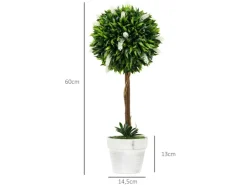 HOMCOM Kunstpflanze Kunststoff Zement Weiß 14,5L x 14,5B x 60H cm* Kunstpflanzen