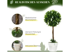 HOMCOM Kunstpflanze Kunststoff Zement Weiß 14,5L x 14,5B x 60H cm* Kunstpflanzen