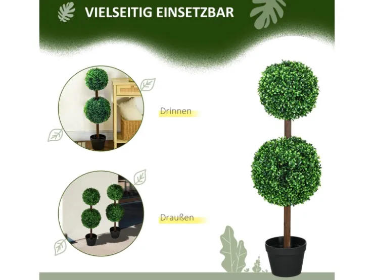 HOMCOM Kunstpflanze Kunststoff Zement 18L x 18B x 90H cm